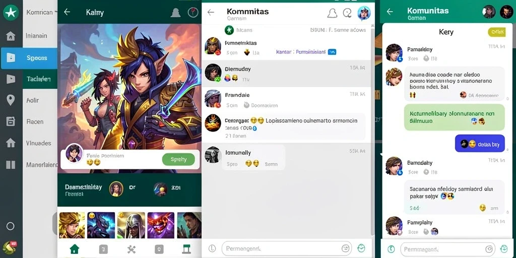 Screenshot menampilkan menu karakter dan pilihan kostum.
